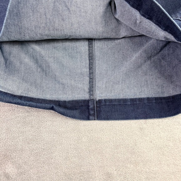 Loft 4 Denim Mini Skirt A-Line Patch Pockets Dark Wash Exposed Back Zip Retro - Picture 4 of 8